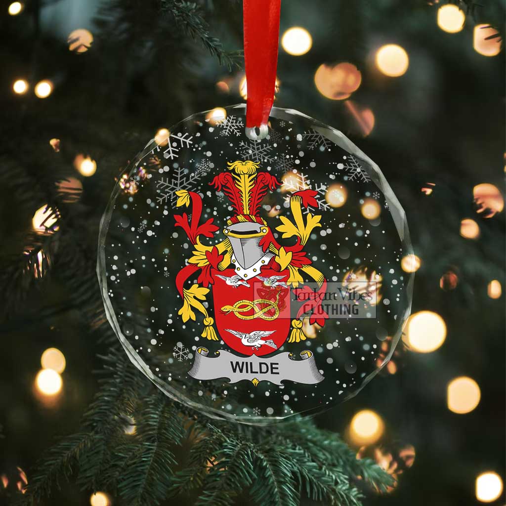 Tartan Vibes Clothing Wilde Irish Clan Christmas Glass Ornament with Coat of Arms