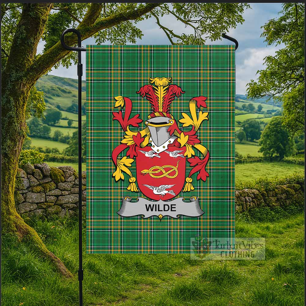 Wilde Irish Clan Tartan Flag with Coat of Arms
