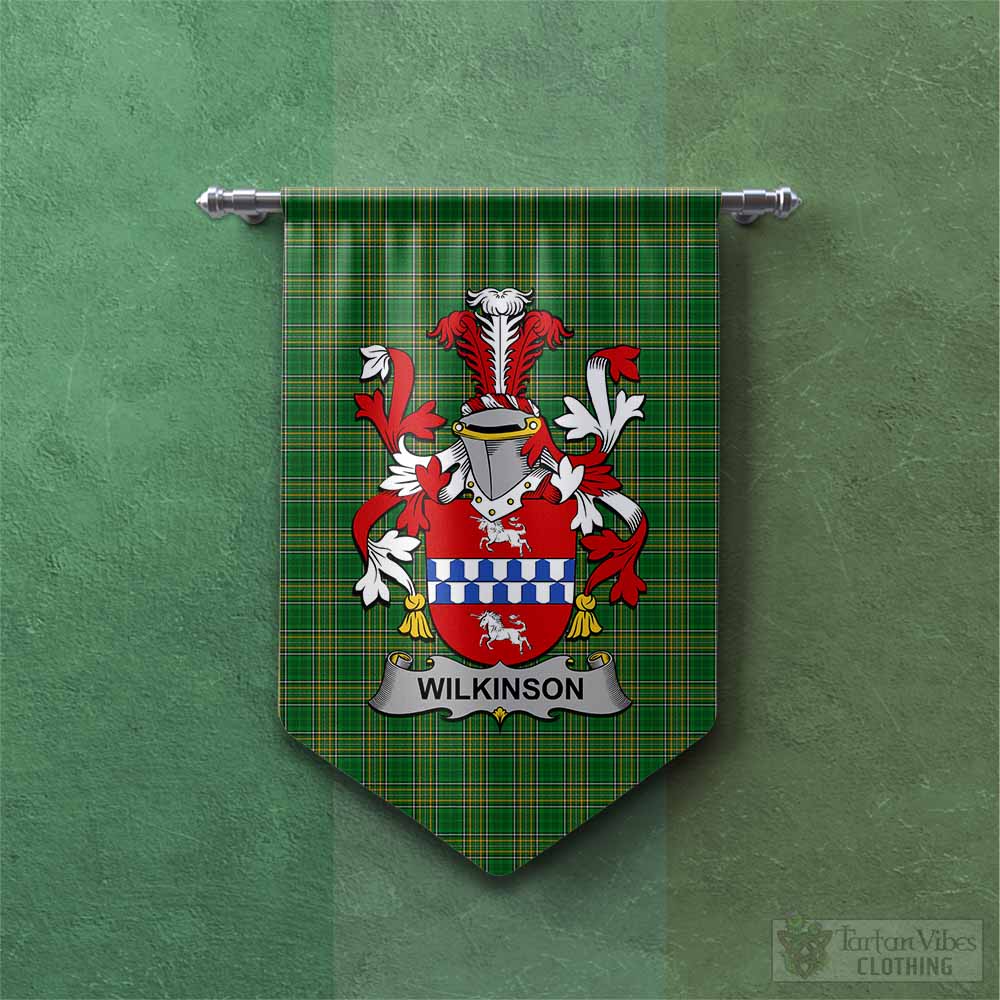 Wilkinson Irish Clan Tartan Gonfalon, Tartan Banner with Coat of Arms Chevron - Tartan Vibes Clothing