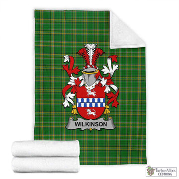 Tartan Vibes Clothing Wilkinson Irish Clan Tartan Blanket with Coat of Arms