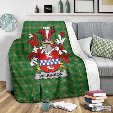 Tartan Vibes Clothing Wilkinson Irish Clan Tartan Blanket with Coat of Arms