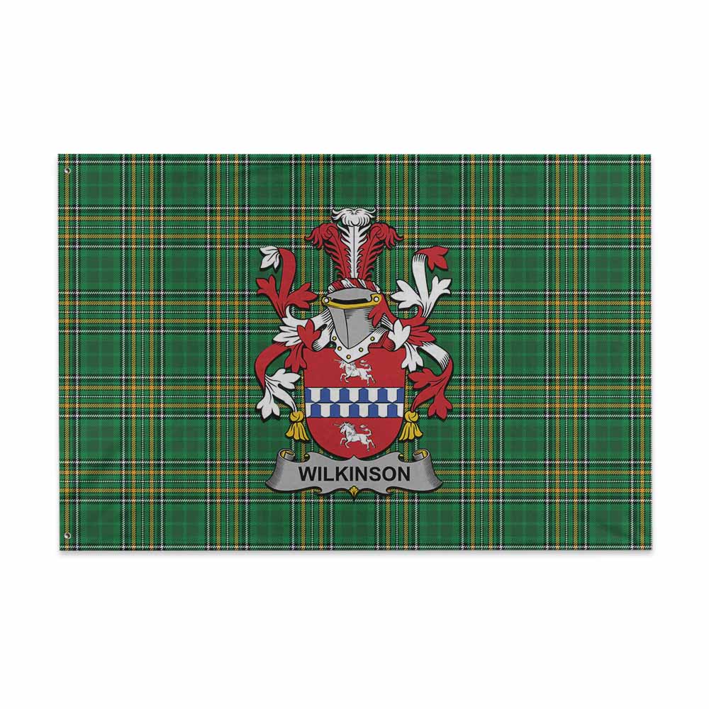 Tartan Vibes Clothing Wilkinson Irish Clan Tartan House Flag with Coat of Arms