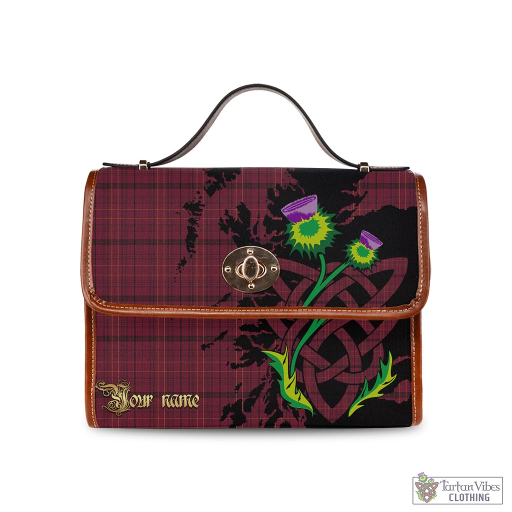 Tartan Vibes Clothing Williams of Wales Tartan Waterproof Canvas Bag with Scotland Map and Thistle Celtic Accents