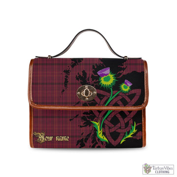 Williams of Wales Tartan Waterproof Canvas Bag with Scotland Map and Thistle Celtic Accents