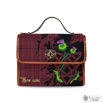 Williams of Wales Tartan Waterproof Canvas Bag with Scotland Map and Thistle Celtic Accents