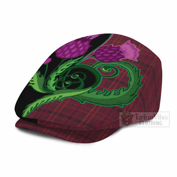Williams of Wales Tartan Flat Cap, Jeff Cap Traditional Scottish Thistle