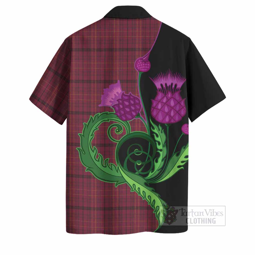 Williams of Wales Tartan Hawaiian Shirt Traditional Scottish Thistle