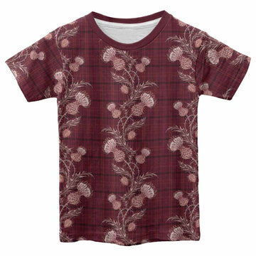 Williams of Wales Tartan Kid T-shirt Seamless Scottish Thistle Flowers