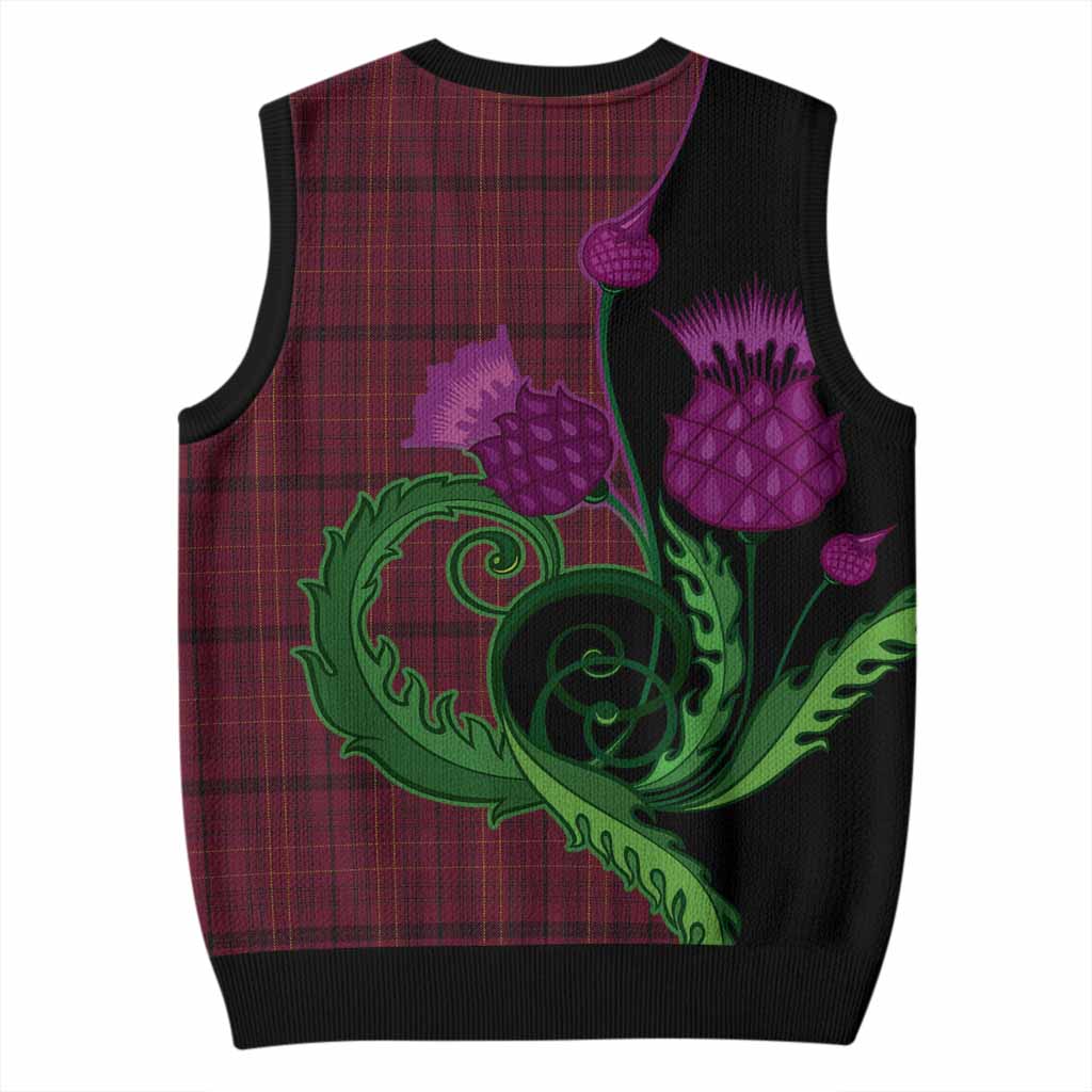 Williams of Wales Tartan Knitted V-Neck Vest Traditional Scottish Thistle