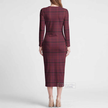 Williams of Wales Tartan Long Sleeve Bodycon Midi Dress