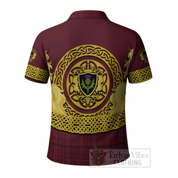 Williams of Wales Tartan Polo Shirt Unicorn Celtic Knot And Thistle Emblem