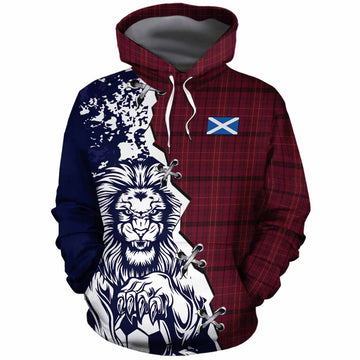 Williams of Wales Tartan Scottish Cotton Hoodie Angry Lion With Soccer Ball Style