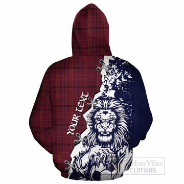 Williams of Wales Tartan Scottish Cotton Hoodie Angry Lion With Soccer Ball Style