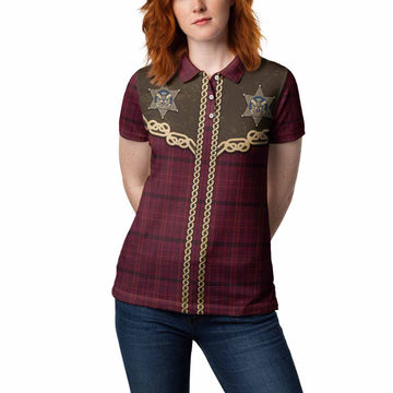 Williams of Wales Tartan Women Polo Shirt Bigfoot Riding The Kelpie Monster
