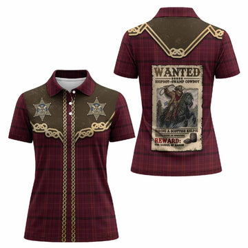 Williams of Wales Tartan Women Polo Shirt Bigfoot Riding The Kelpie Monster
