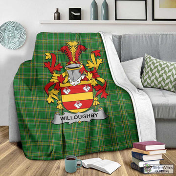 Tartan Vibes Clothing Willoughby Irish Clan Tartan Blanket with Coat of Arms