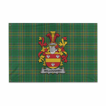 Willoughby Irish Clan Tartan House Flag with Coat of Arms
