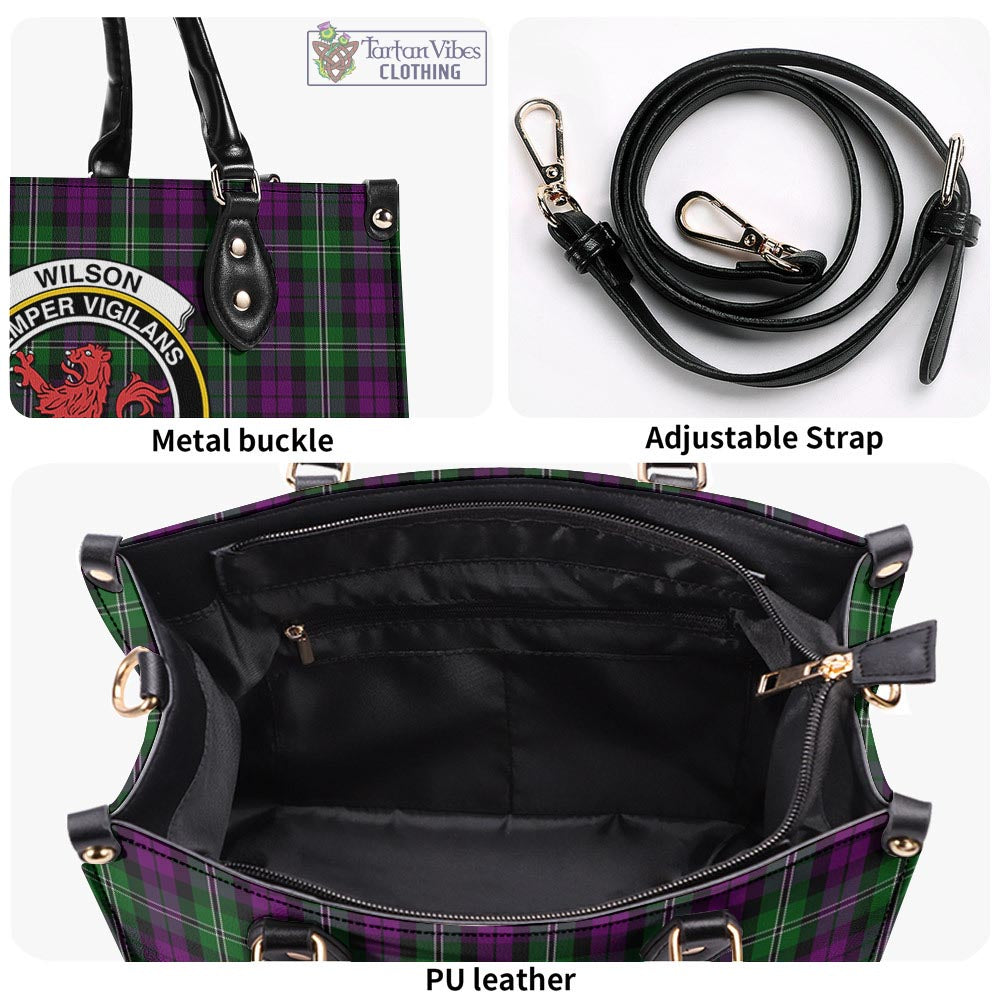 Tartan Vibes Clothing Wilson Tartan Luxury Leather Handbags with Family Crest