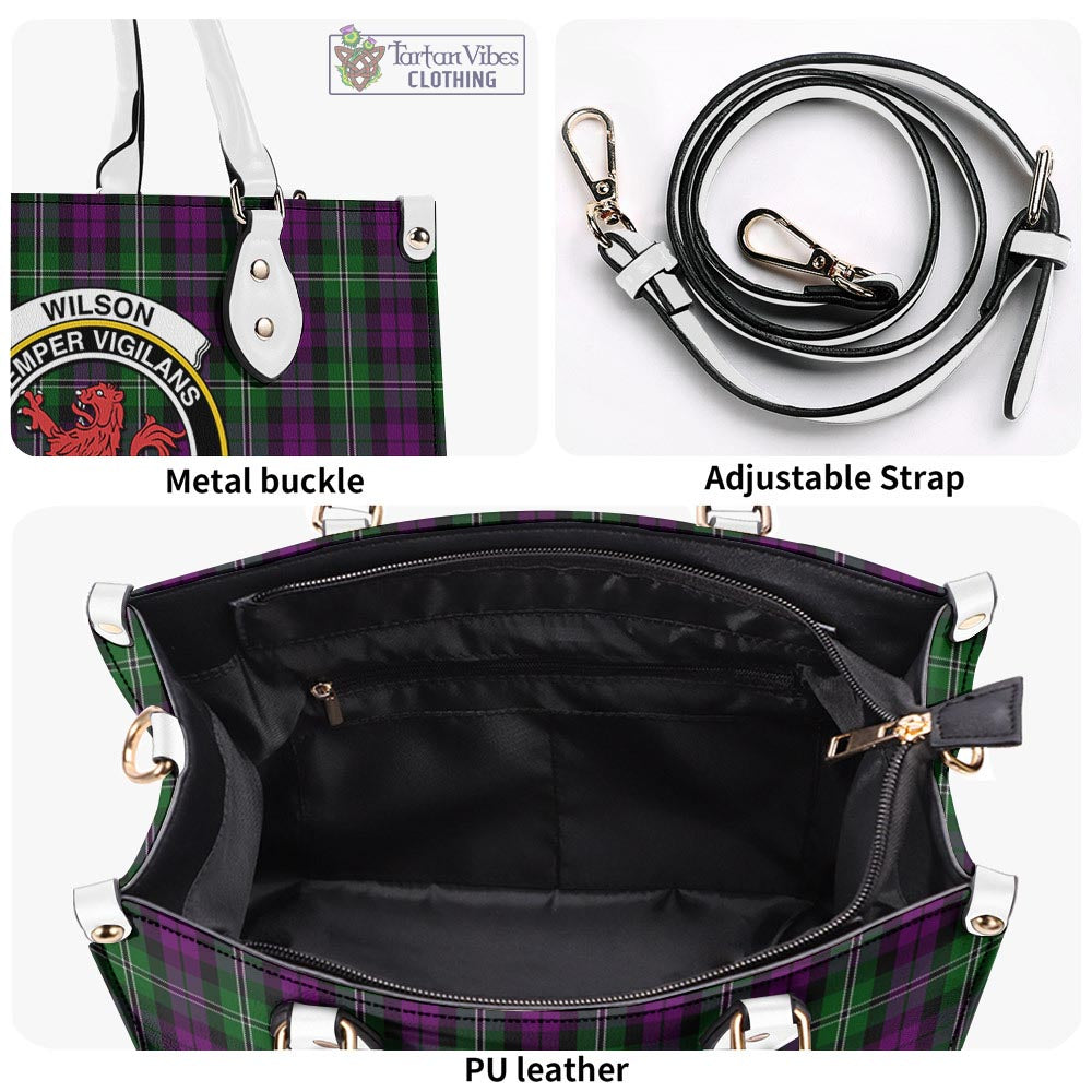 Tartan Vibes Clothing Wilson Tartan Luxury Leather Handbags with Family Crest