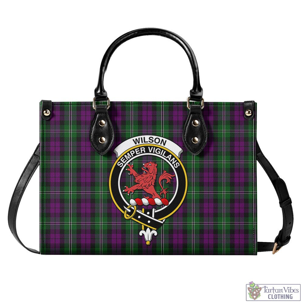 Tartan Vibes Clothing Wilson Tartan Luxury Leather Handbags with Family Crest