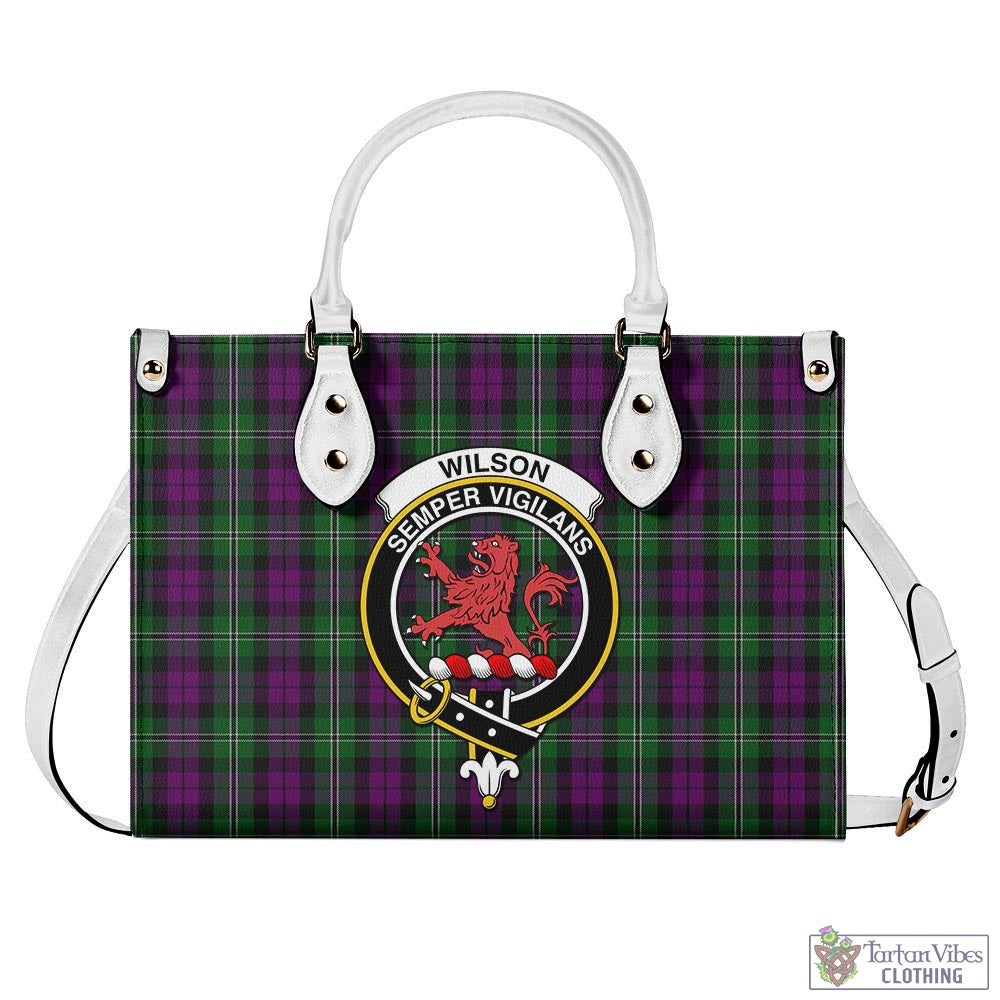 Tartan Vibes Clothing Wilson Tartan Luxury Leather Handbags with Family Crest
