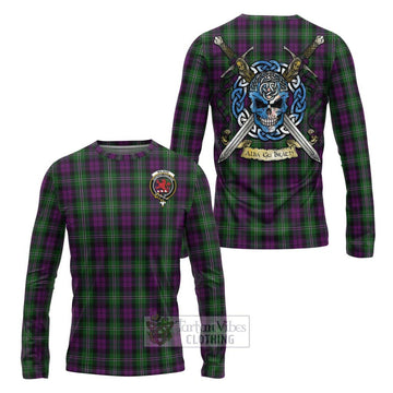 Tartan Vibes Clothing Wilson Tartan Long Sleeve T-Shirt with Family Crest Celtic Skull Style