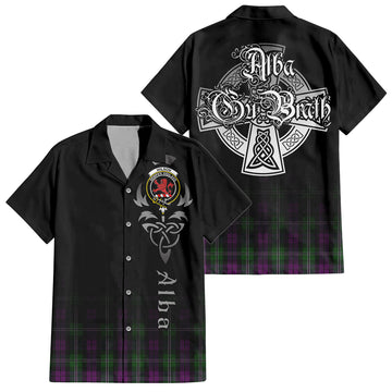 Tartan Vibes Clothing Wilson Tartan Short Sleeve Button Up Featuring Alba Gu Brath Family Crest Celtic Inspired