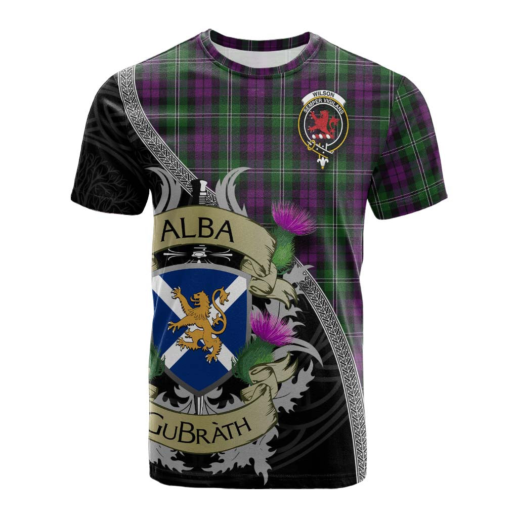 Tartan Vibes Clothing Wilson Tartan Family Crest Cotton T-shirt Lion Rampant Royal Thistle Shield Celtic Inspired
