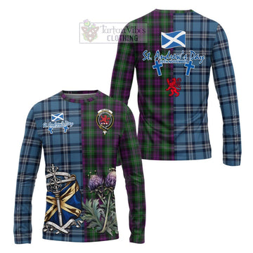 Tartan Vibes Clothing Wilson Tartan Long Sleeve T-Shirt Happy St. Andrew's Day Half Tartan Style