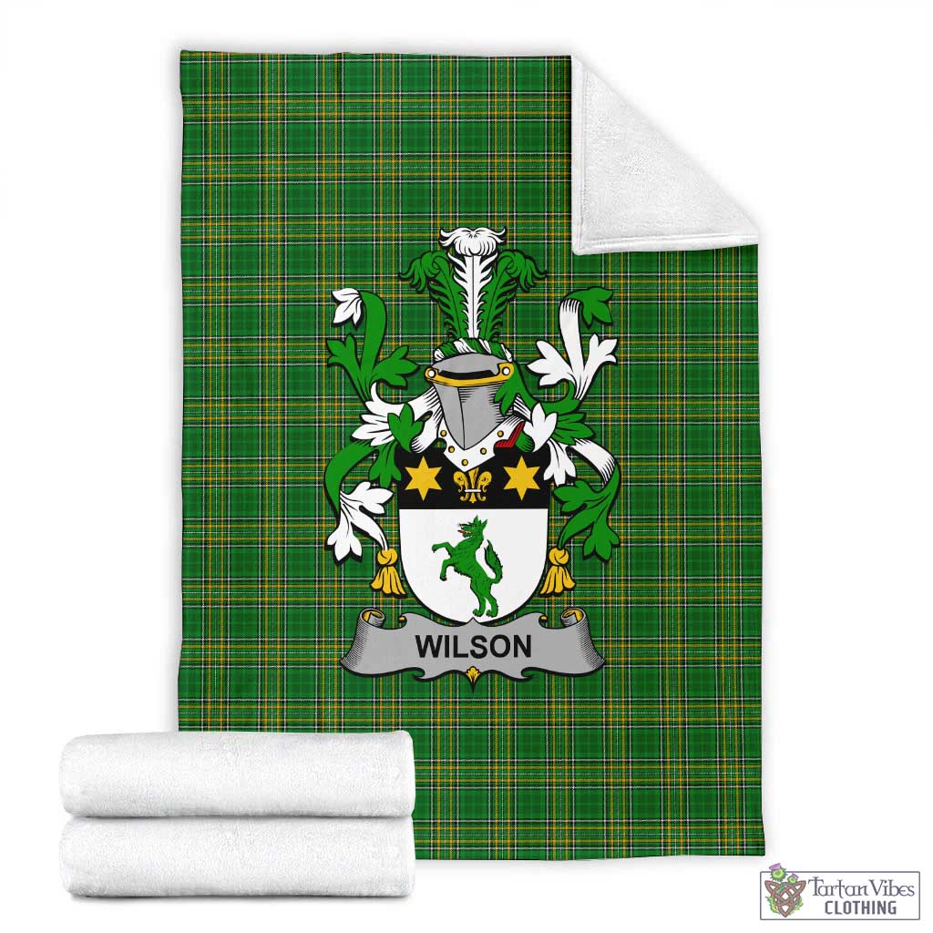 Wilson Irish Clan Tartan Blanket with Coat of Arms X-Large 59 x 79 inches 150 x 200 cm - Tartan Vibes Clothing