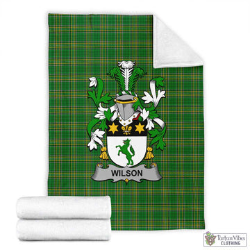 Wilson Irish Clan Tartan Blanket with Coat of Arms X-Large 59 x 79 inches 150 x 200 cm - Tartan Vibes Clothing