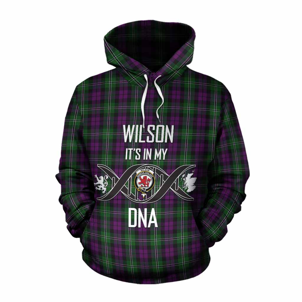 Tartan Vibes Clothing Wilson Tartan Cotton Hoodie with Family Crest DNA In Me Style