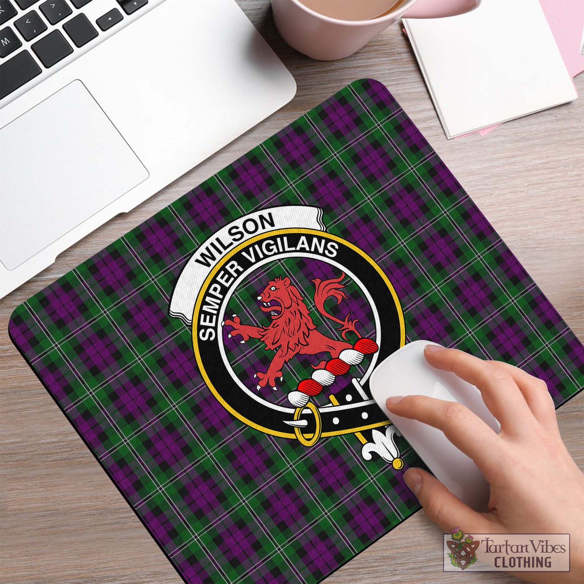 Tartan Vibes Clothing Wilson Tartan Mouse Pad with Family Crest