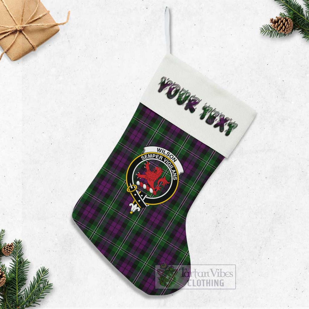 Tartan Vibes Clothing Wilson Tartan Family Crest Christmas Stocking with Personalized Text