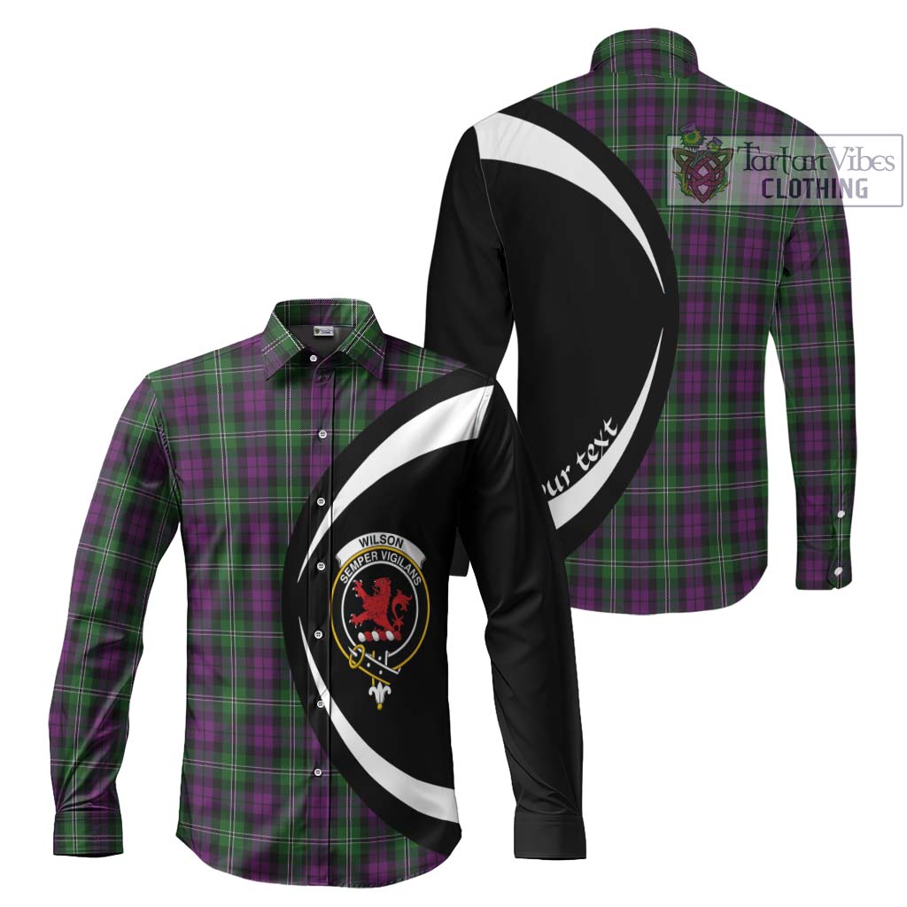 Wilson Tartan Long Sleeve Button Up with Family Crest Circle Style Men's Shirt S - Tartan Vibes Clothing