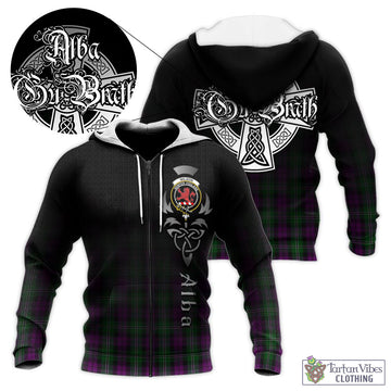 Wilson Tartan Knitted Hoodie Featuring Alba Gu Brath Family Crest Celtic Inspired