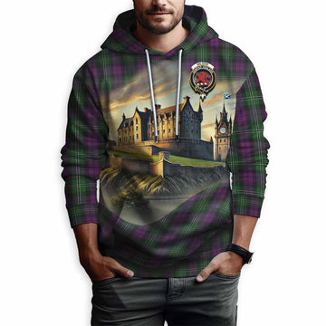 Tartan Vibes Clothing Wilson Tartan Family Crest Hoodie with Scottish Ancient Castle Style