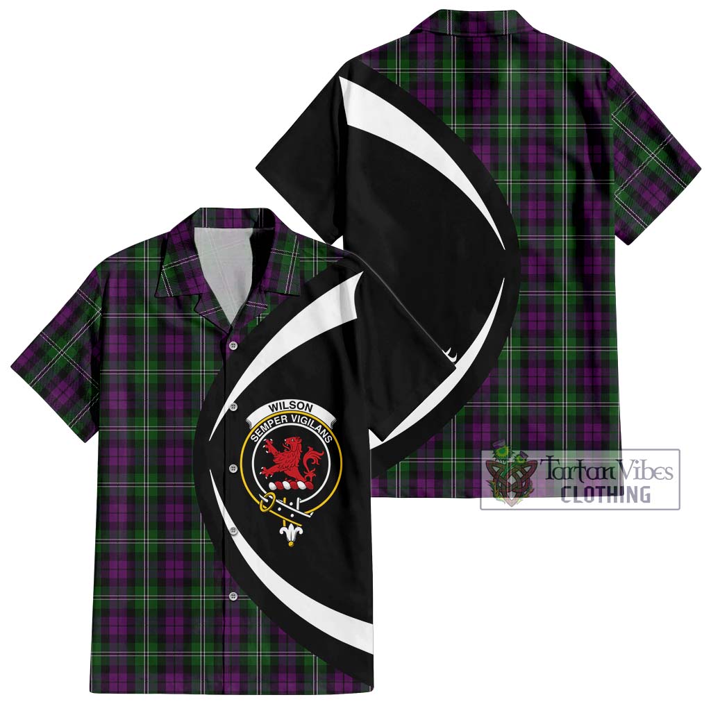 Wilson Tartan Short Sleeve Button Up with Family Crest Circle Style Kid - Tartan Vibes Clothing