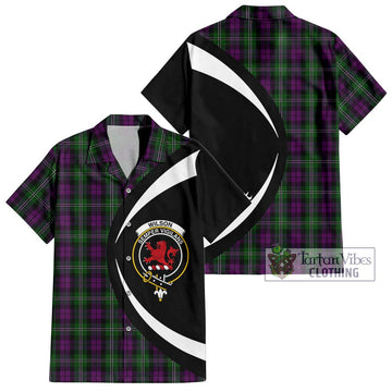 Wilson Tartan Short Sleeve Button Up with Family Crest Circle Style Kid - Tartan Vibes Clothing