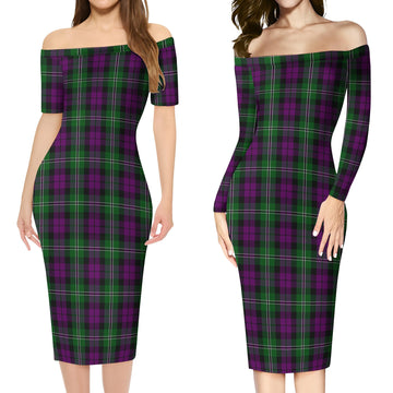Wilson Tartan Off Shoulder Lady Dress Women's Dress - Tartanvibesclothing
