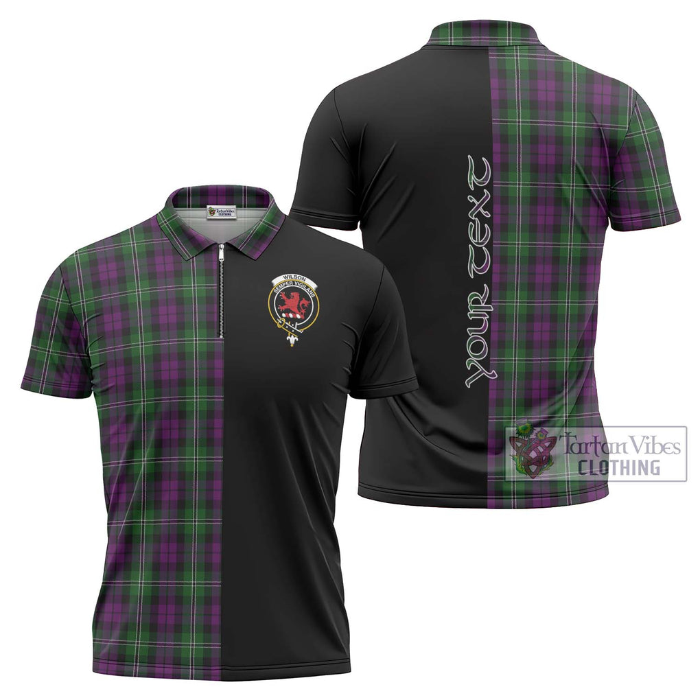 Wilson Tartan Zipper Polo Shirt with Family Crest and Half Of Me Style Unisex - Tartanvibesclothing Shop