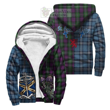 Tartan Vibes Clothing Wilson Tartan Sherpa Hoodie Happy St. Andrew's Day Half Tartan Style