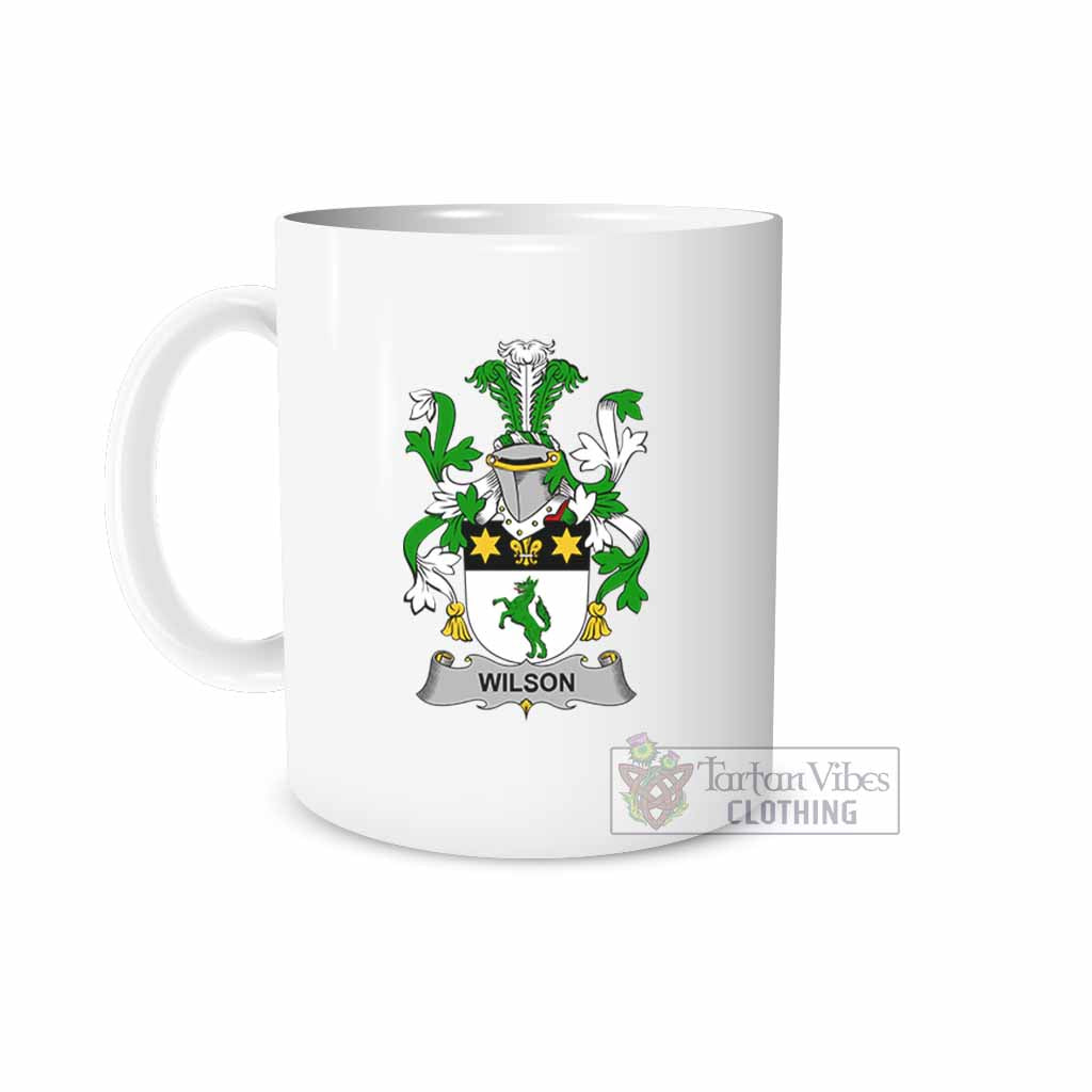 Wilson Irish Clan Coat of Arms Ceramic Mug White - 2D-tartanvibesclothing