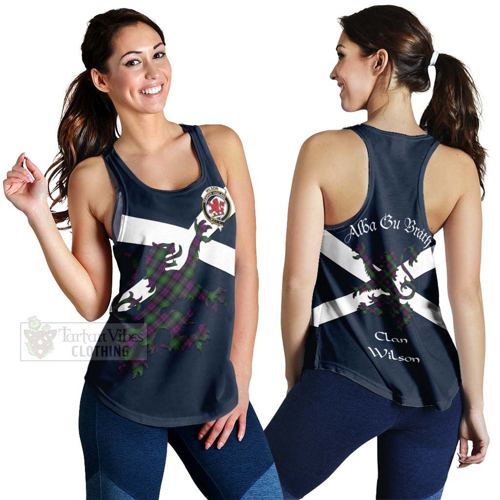 Tartan Vibes Clothing Wilson Tartan Lion Rampant Women's Racerback Tanks – Proudly Display Your Heritage with Alba Gu Brath and Clan Name