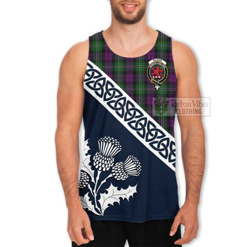 Tartan Vibes Clothing Wilson Tartan Men's Tank Top Featuring Thistle and Scotland Map