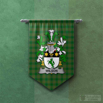 Tartan Vibes Clothing Wilson Irish Clan Tartan Gonfalon, Tartan Banner with Coat of Arms