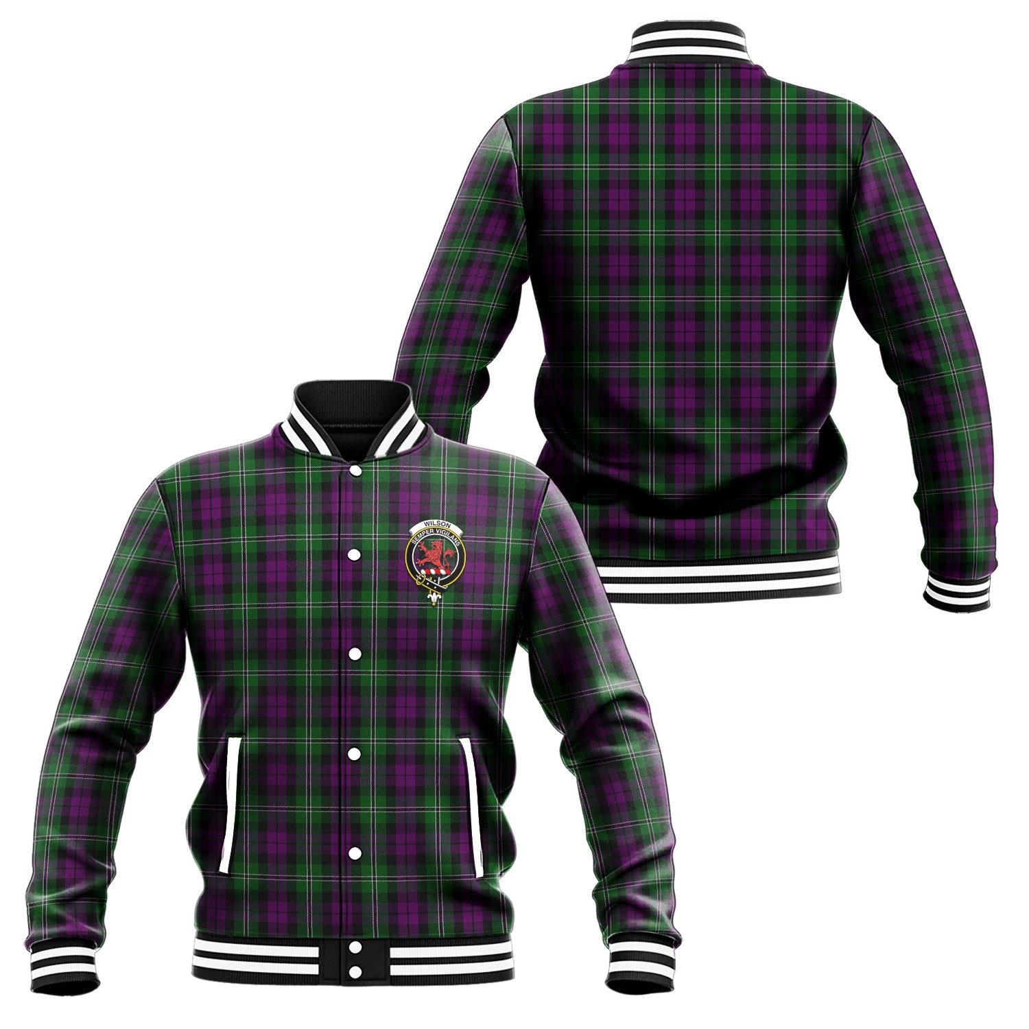 Wilson Tartan Baseball Jacket with Family Crest Unisex - Tartan Vibes Clothing