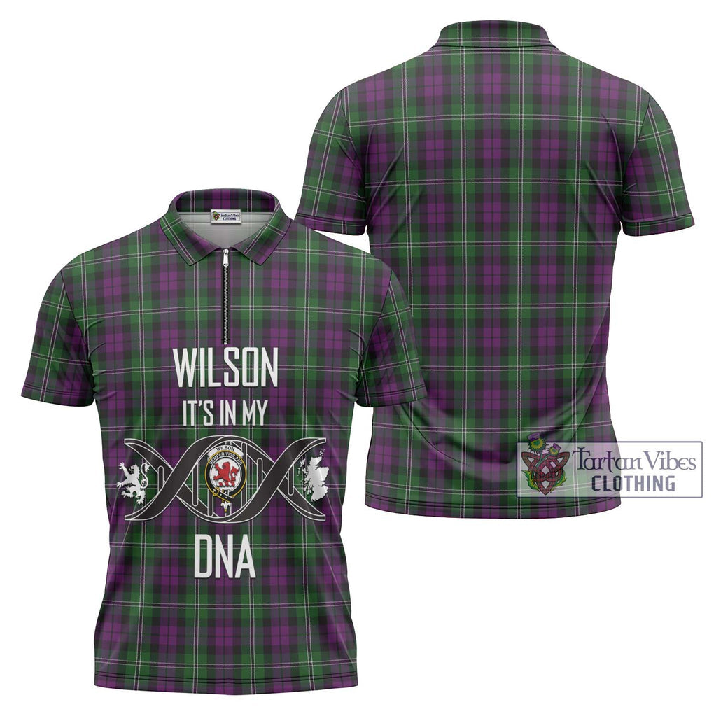 Wilson Tartan Zipper Polo Shirt with Family Crest DNA In Me Style Unisex - Tartanvibesclothing Shop