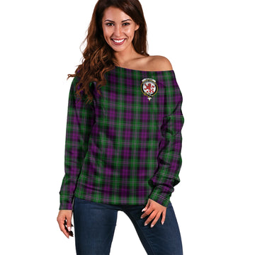 Wilson Tartan Off Shoulder Women Sweater with Family Crest Women - Tartanvibesclothing Shop