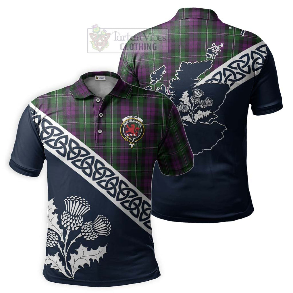 Wilson Tartan Polo Shirt Featuring Thistle and Scotland Map